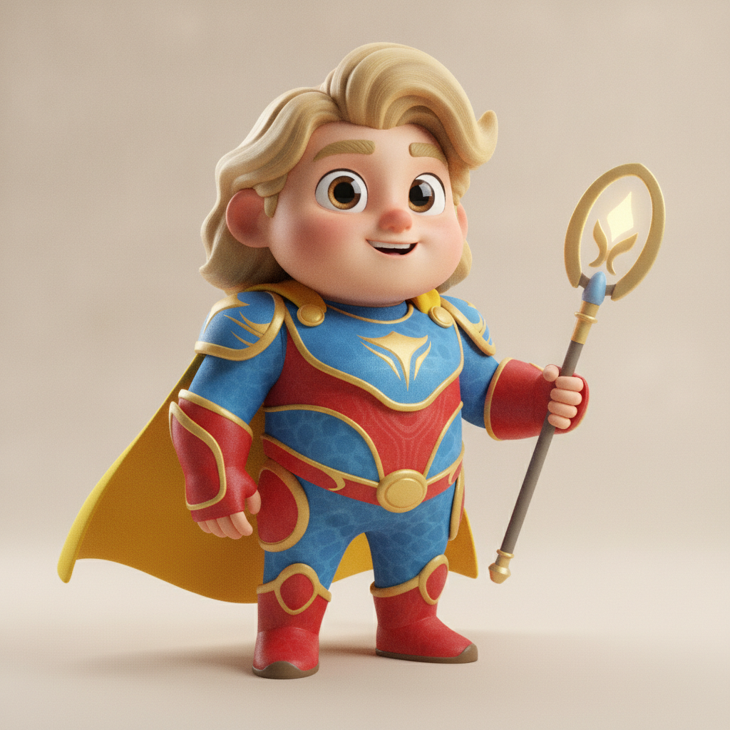 AI 3D image generator result — a Pixar-style 3D cartoon character with big expressive eyes and soft studio lighting