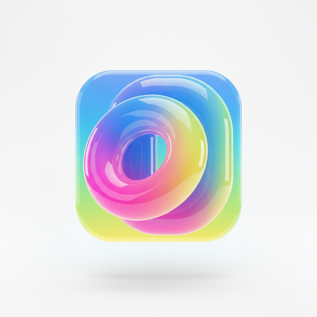 AI 3D image generator result — a glossy 3D app icon with a vibrant gradient and soft floating shadow