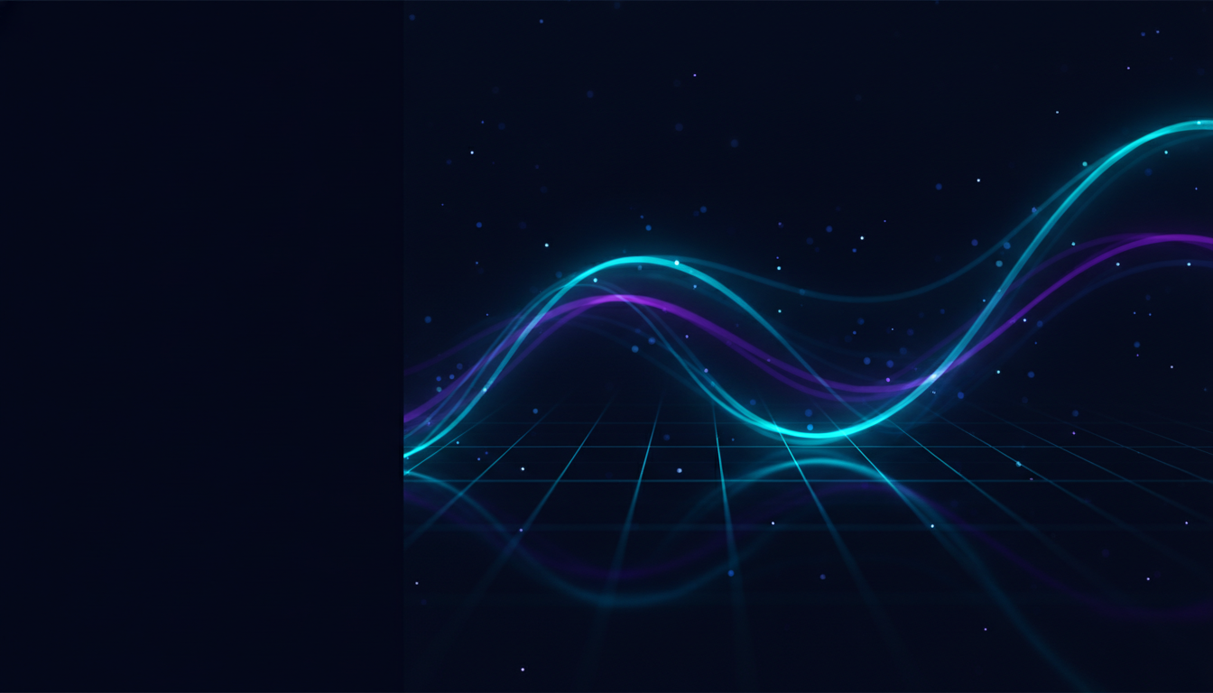 AI background generator example — a dark navy website hero background with glowing cyan light streaks and a clear area for headline text