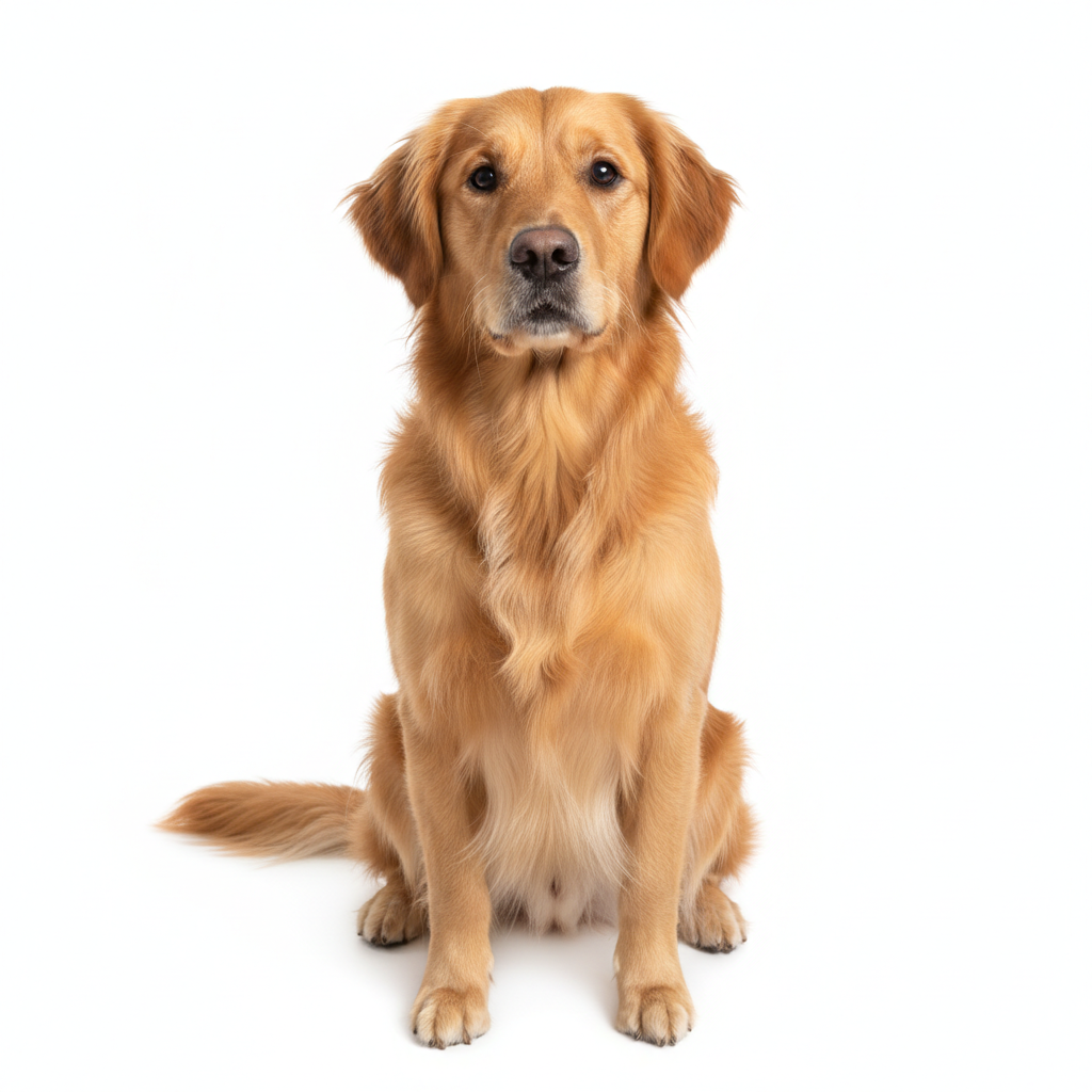 AI background remover result — a golden retriever cut out with clean edges around the fur