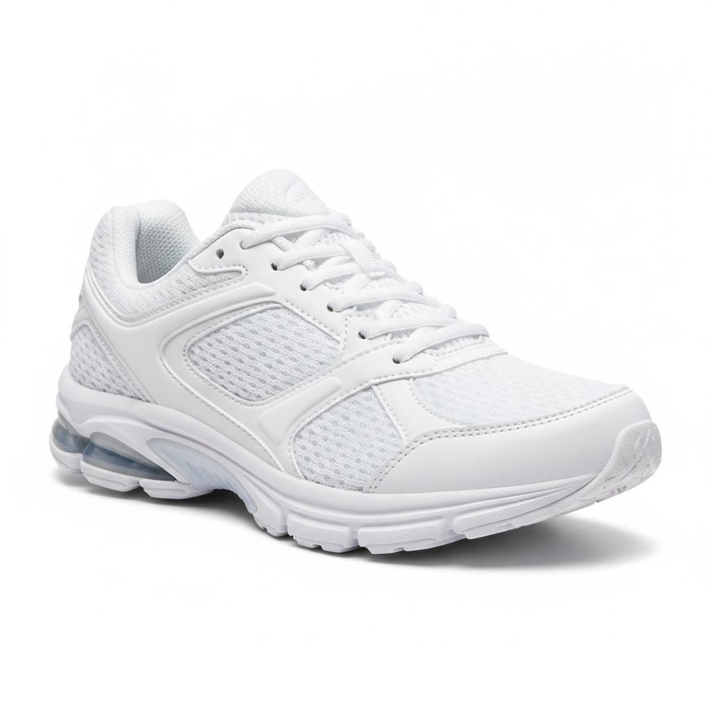 AI background remover result — a white sneaker cut out with the background removed on white
