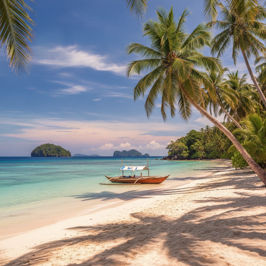 Vibrant HDR color corrected tropical beach photo with punchy colors and perfect white balance