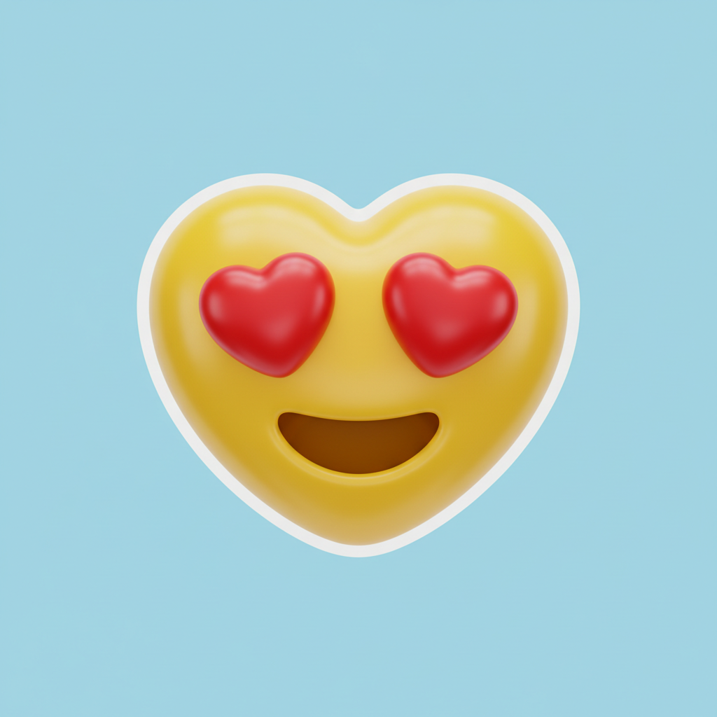 AI custom emoji maker output — a cute heart-eyes love custom emoji face in glossy 3D sticker style