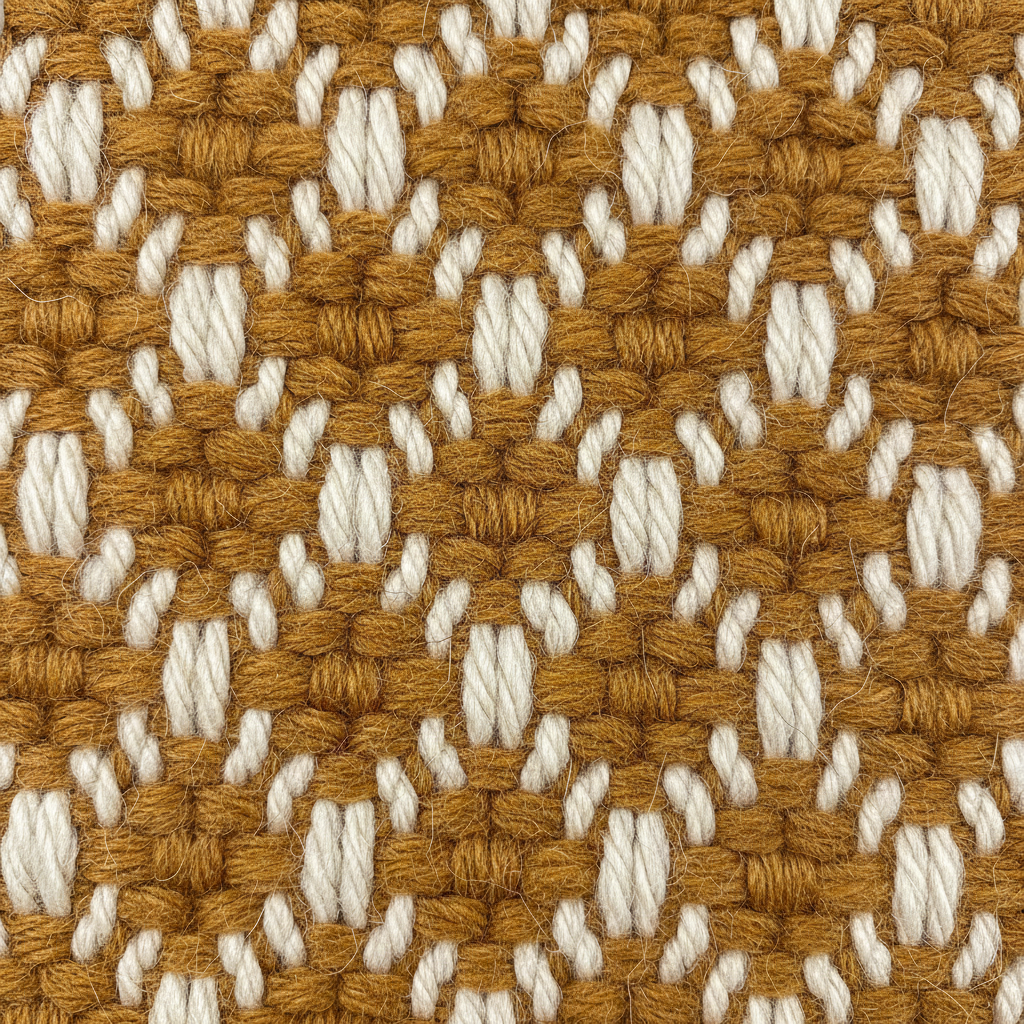 Hand-woven wool textile close-up with individual fibres and weave pattern clearly visible after AI-driven detail enhancement