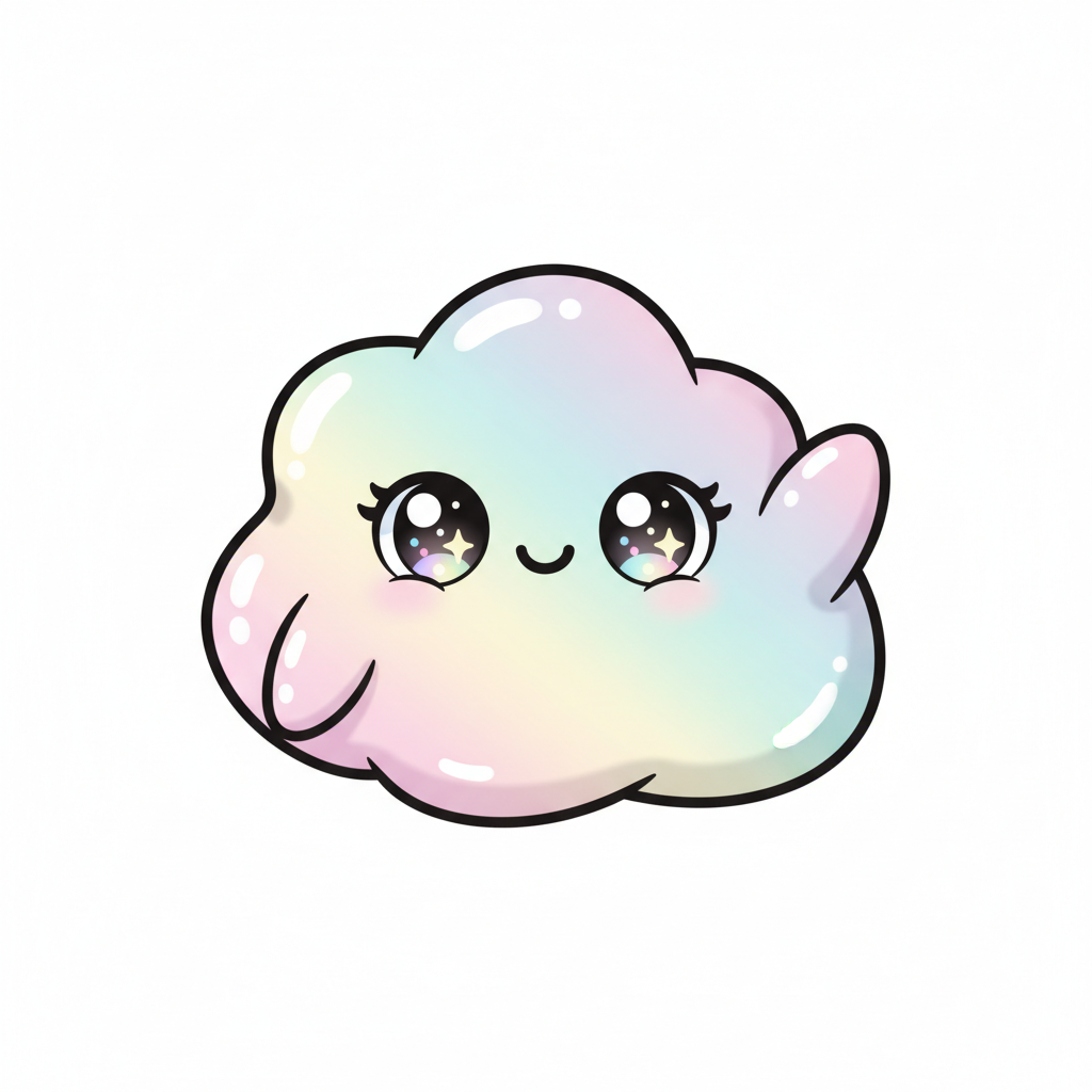 AI emoji generator result — a cute custom blob mascot emoji with sparkling eyes waving