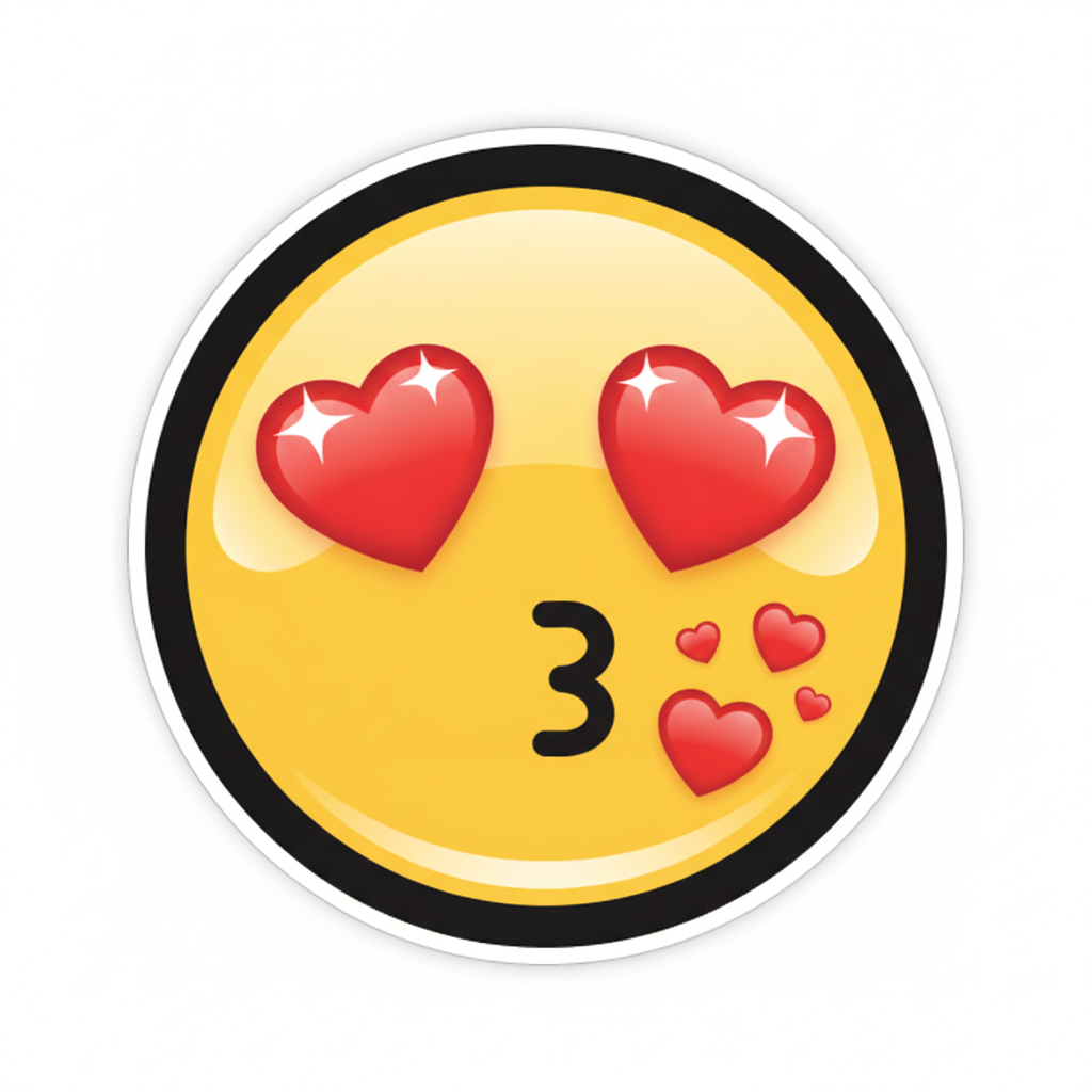 AI emoji generator result — a custom heart-eyes face emoji blowing a kiss