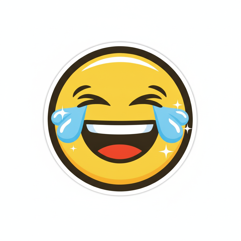 AI emoji generator result — a custom laughing crying face emoji with happy tears