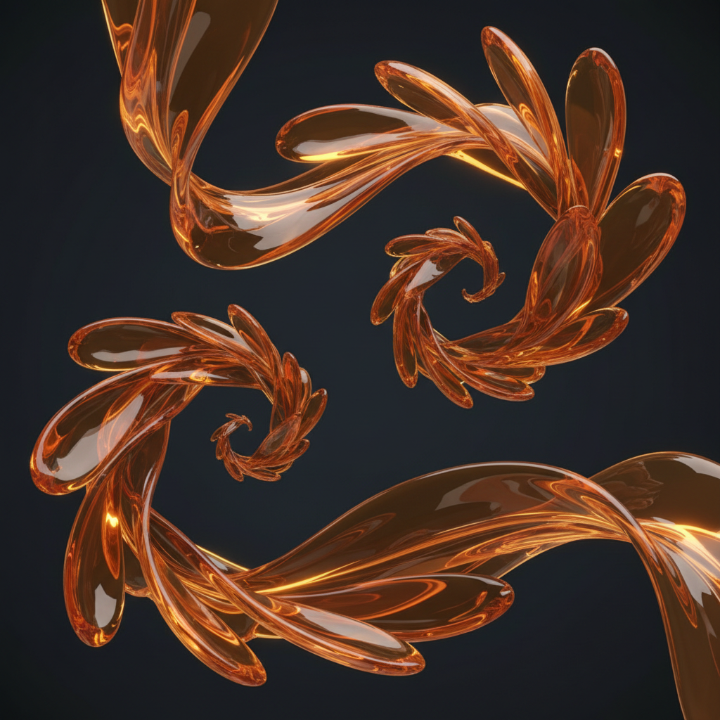 Blog thumbnail placeholder art — flowing amber liquid ribbons on a dark background, editorial illustration style