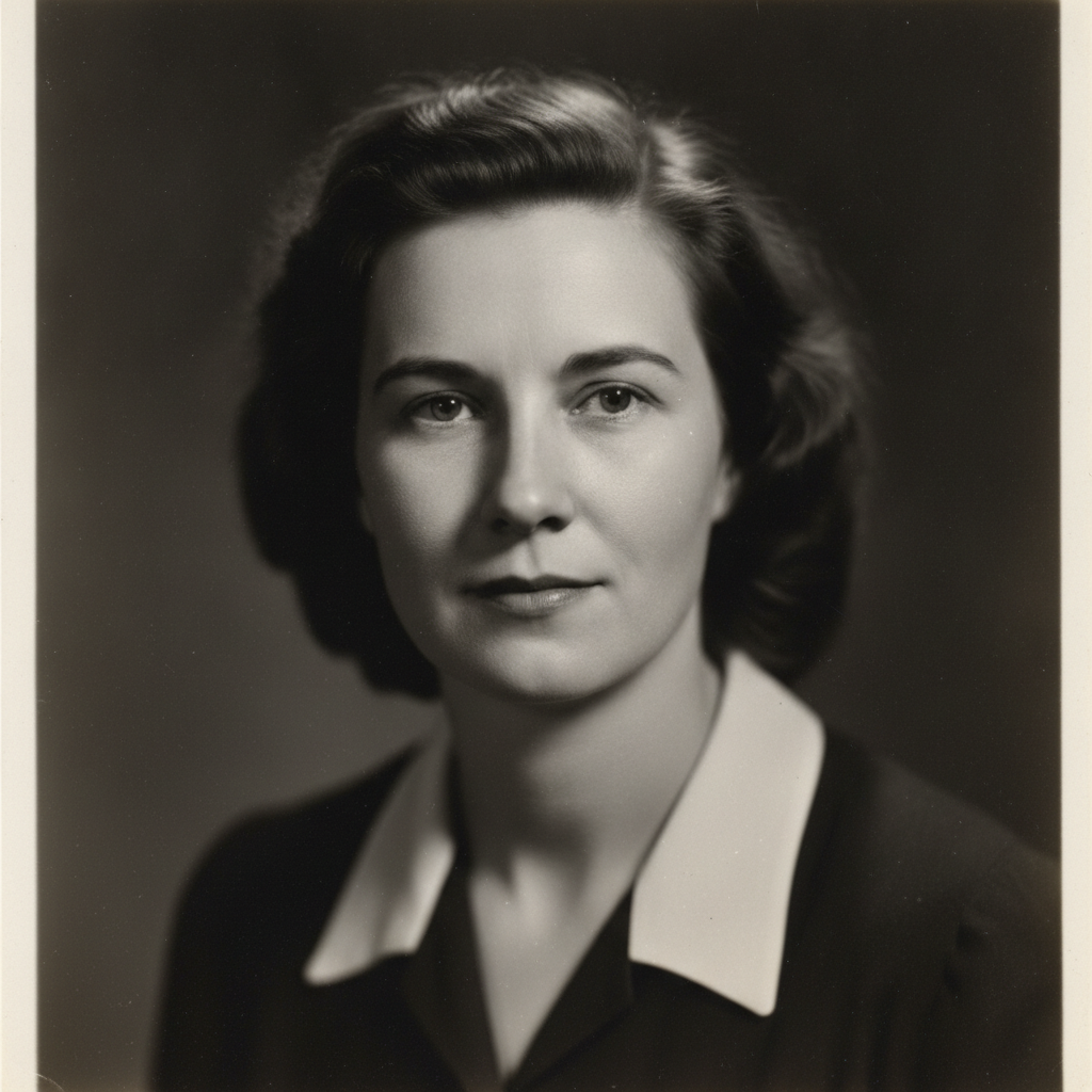 Faded 1940s black and white portrait restored to full tonal range with dust and scratches removed by the AI photo enhancer