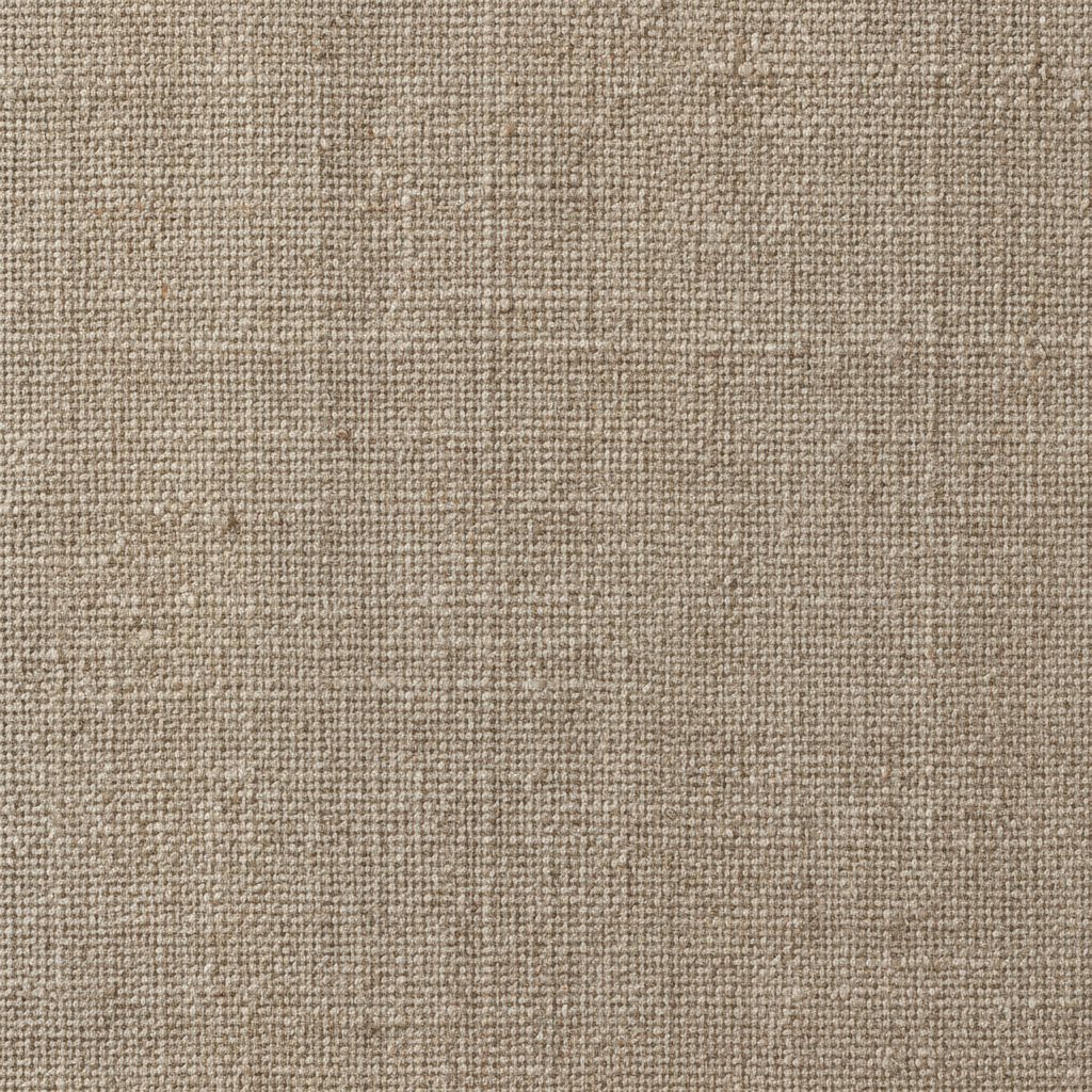 Image quality enhancement example — close-up of coarse woven linen showing every individual fibre and slub in the weave, warm neutral beige tones