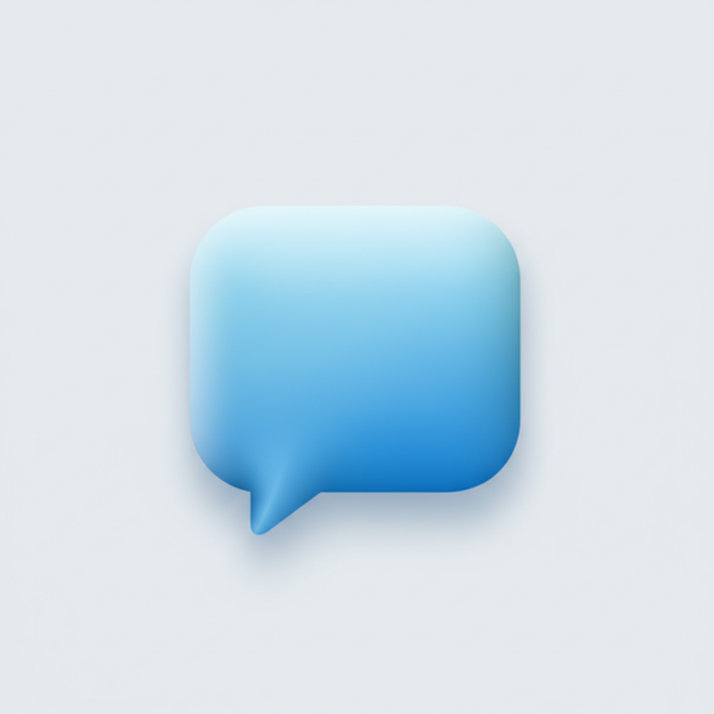 AI icon generator result — a rounded-square chat bubble app icon in a soft blue gradient