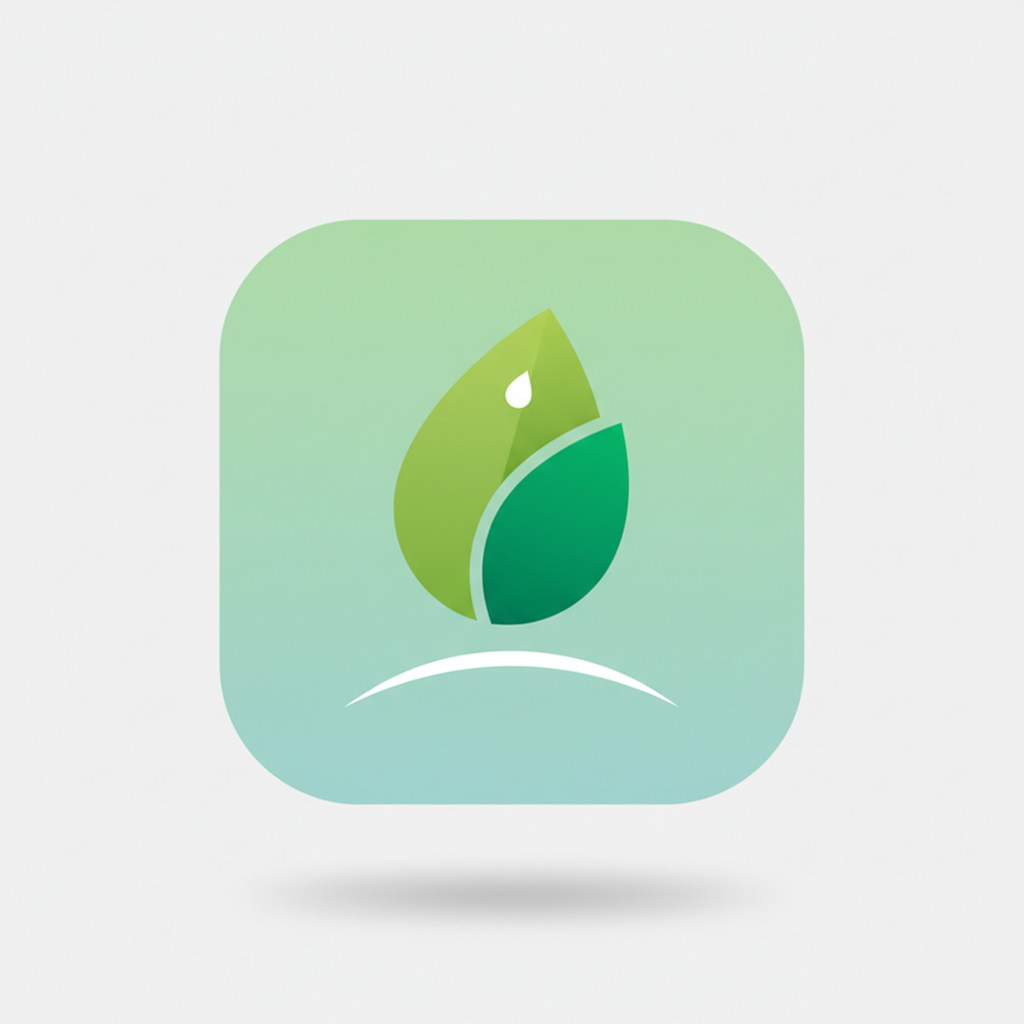AI generated green leaf eco app icon with a soft gradient and rounded square shape