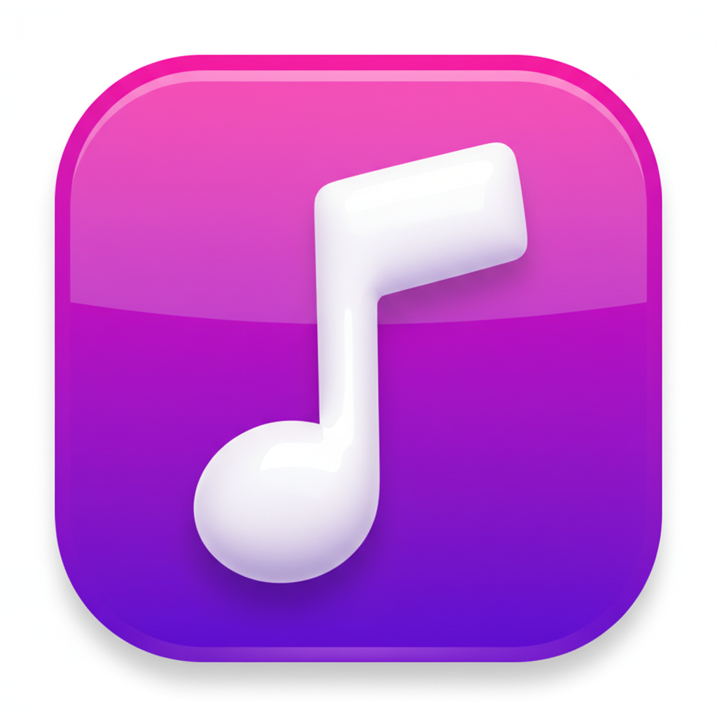 AI generated music note app icon on a vibrant purple gradient background