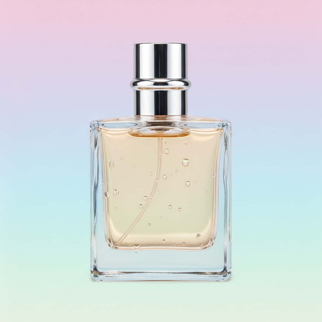 AI image background removal result — a skincare bottle isolated on a transparent background, e-commerce ready