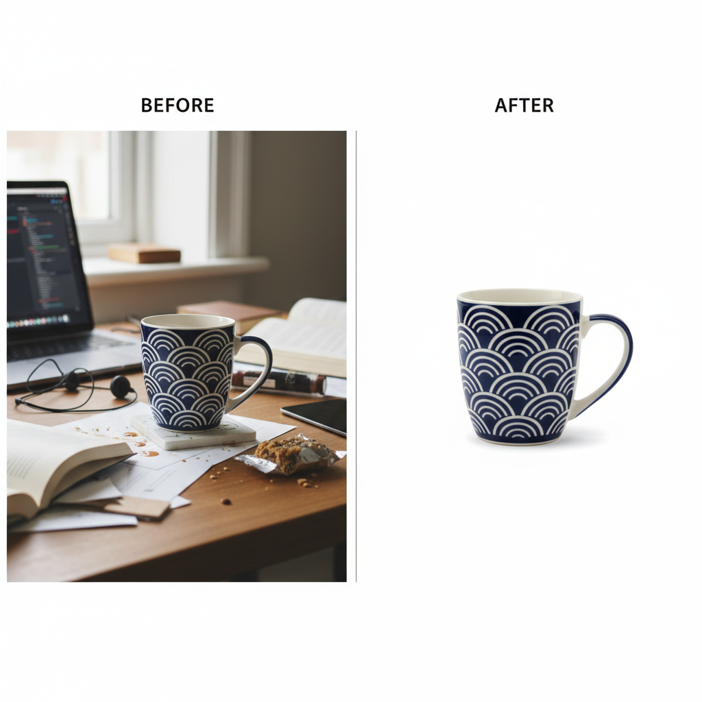 AI image background removal result — a modern office chair on a pure white background for a product catalog