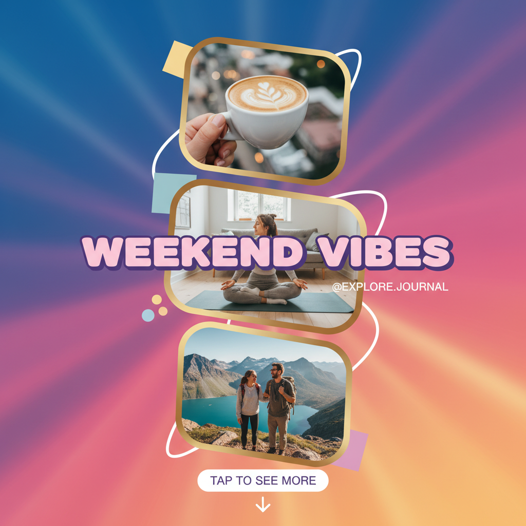 AI image collage maker output — a vertical Instagram story collage combining lifestyle photos with a bold gradient background