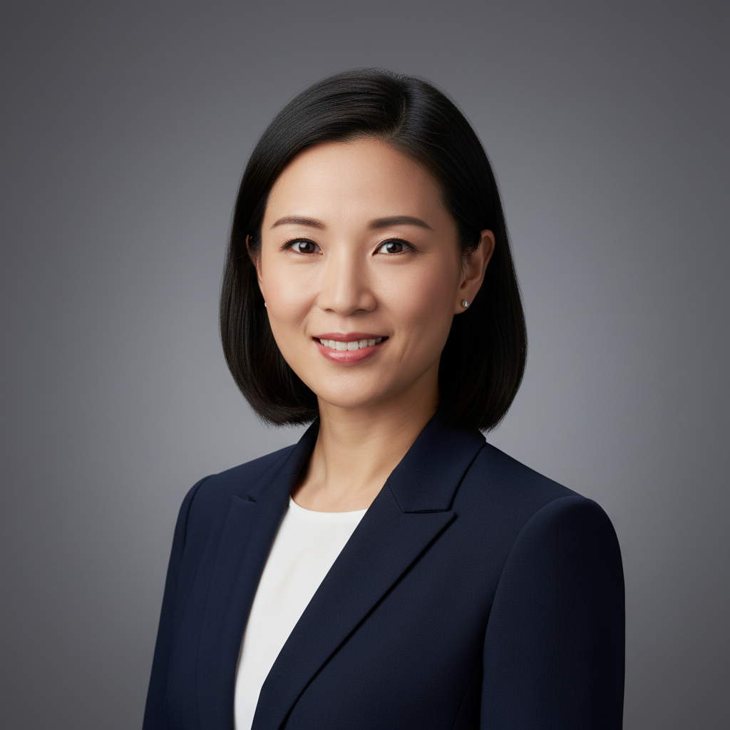 AI image cropper output for portrait headshot — professional corporate headshot intelligently cropped to LinkedIn 1:1 aspect ratio with face perfectly framed