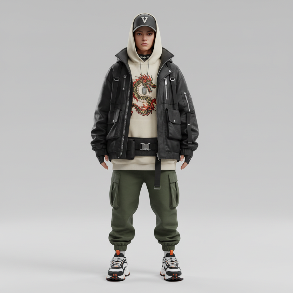 AI image enhancement for Viggle showing a crisp full-body streetwear character on a clean background