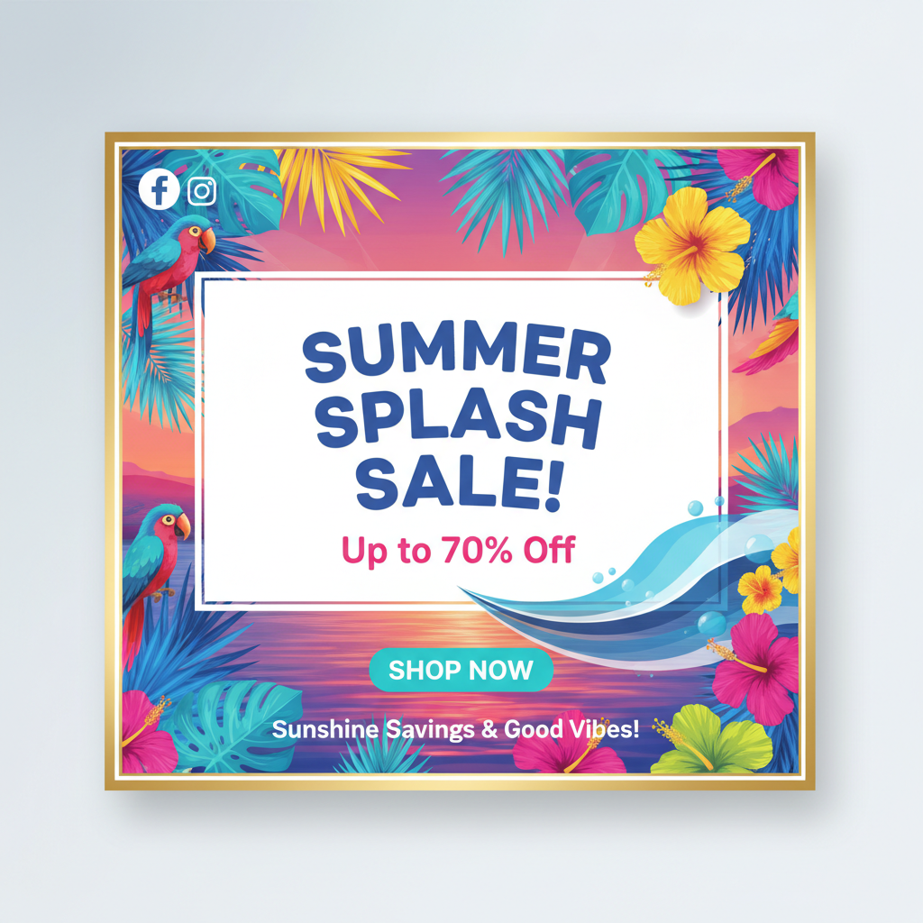 AI image for social media — a colorful Facebook summer sale promotional banner