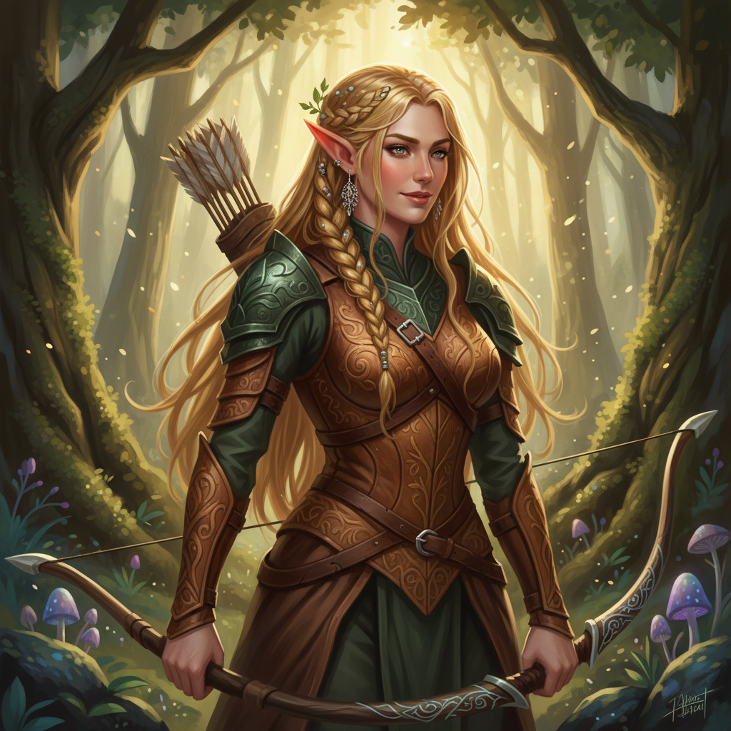 Fantasy elf ranger character portrait made with AI for roleplay chat