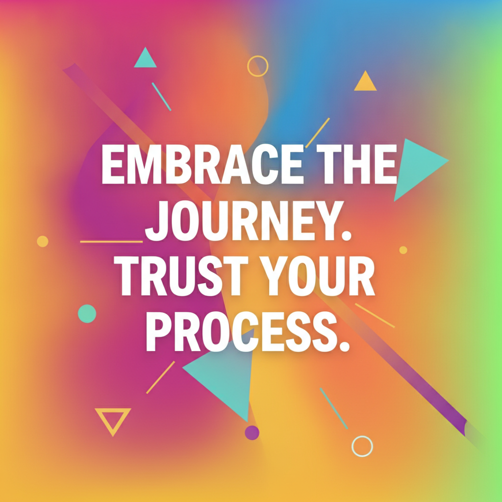 AI image generator for social media result — a bright motivational quote graphic with bold centered typography and a colorful gradient background