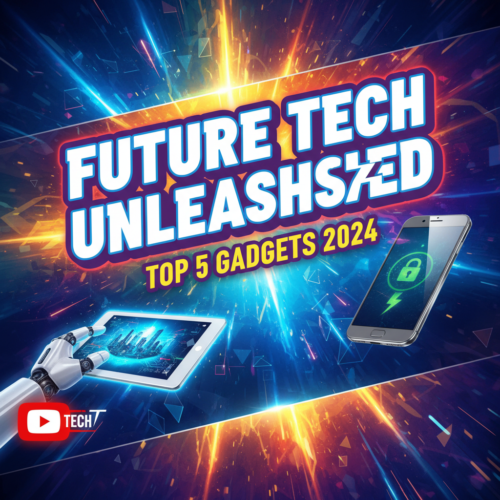 AI image generator for social media result — a colorful YouTube thumbnail for a tech channel with bold expressive text and a high-contrast background