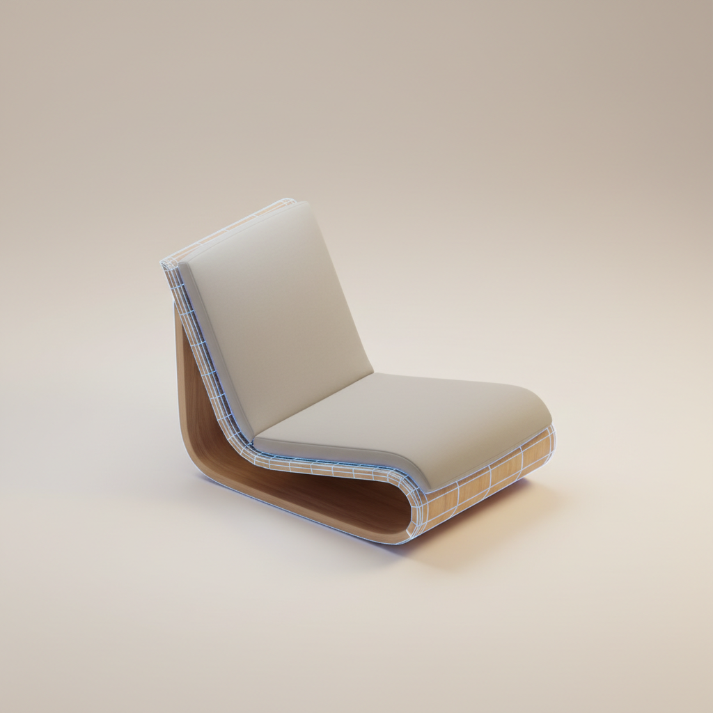 AI 3D design render of a modern lounge chair furniture model