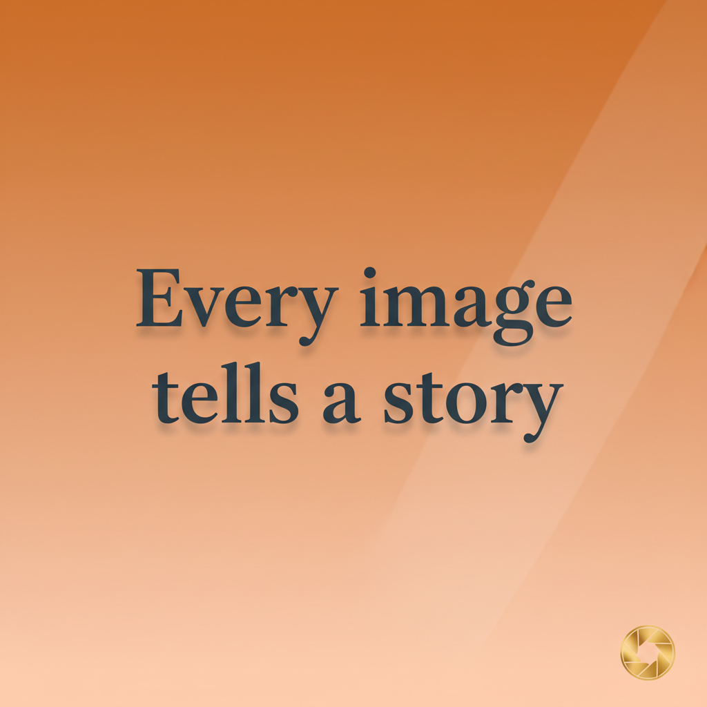 AI image to text converter — an elegant quote card reading Every image tells a story in serif typography on an amber gradient