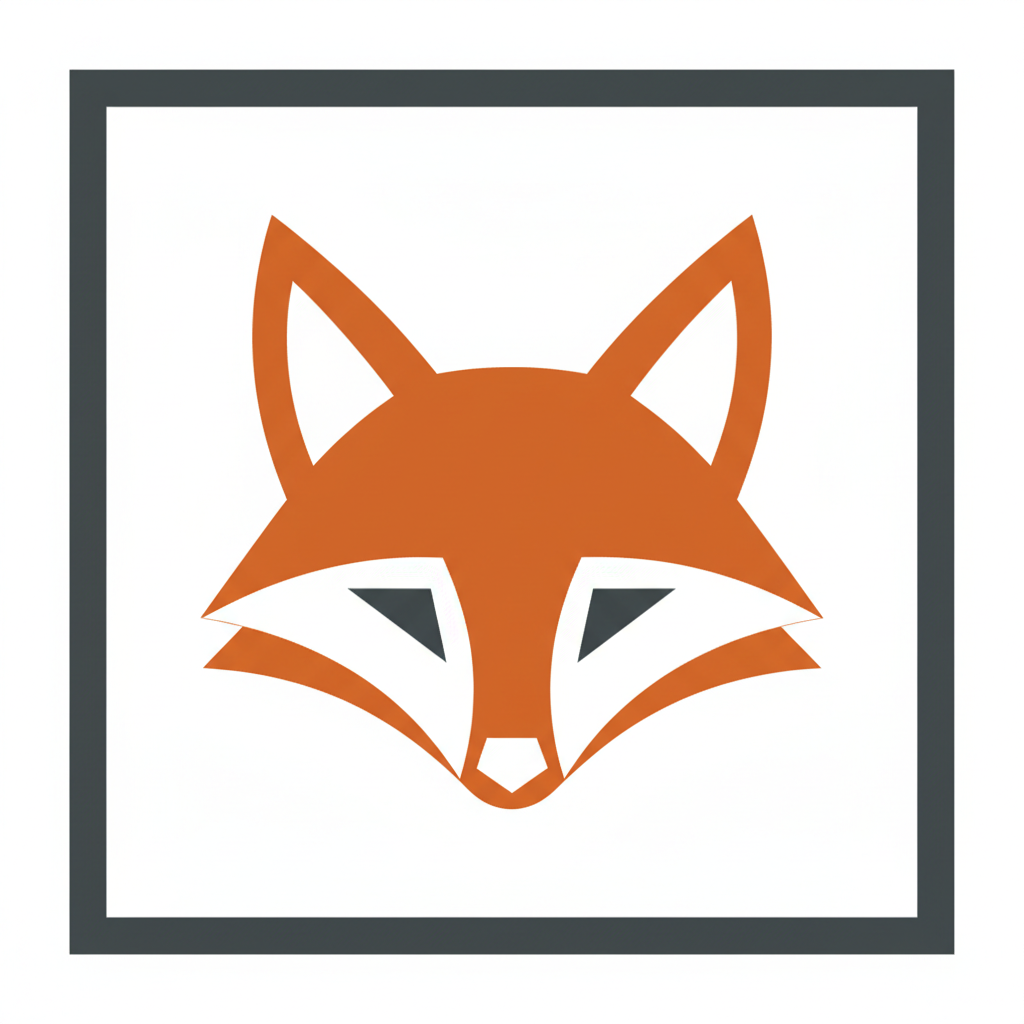 AI image to vector converter result — a flat vector logo mark of a stylized fox head in a bold two-color palette