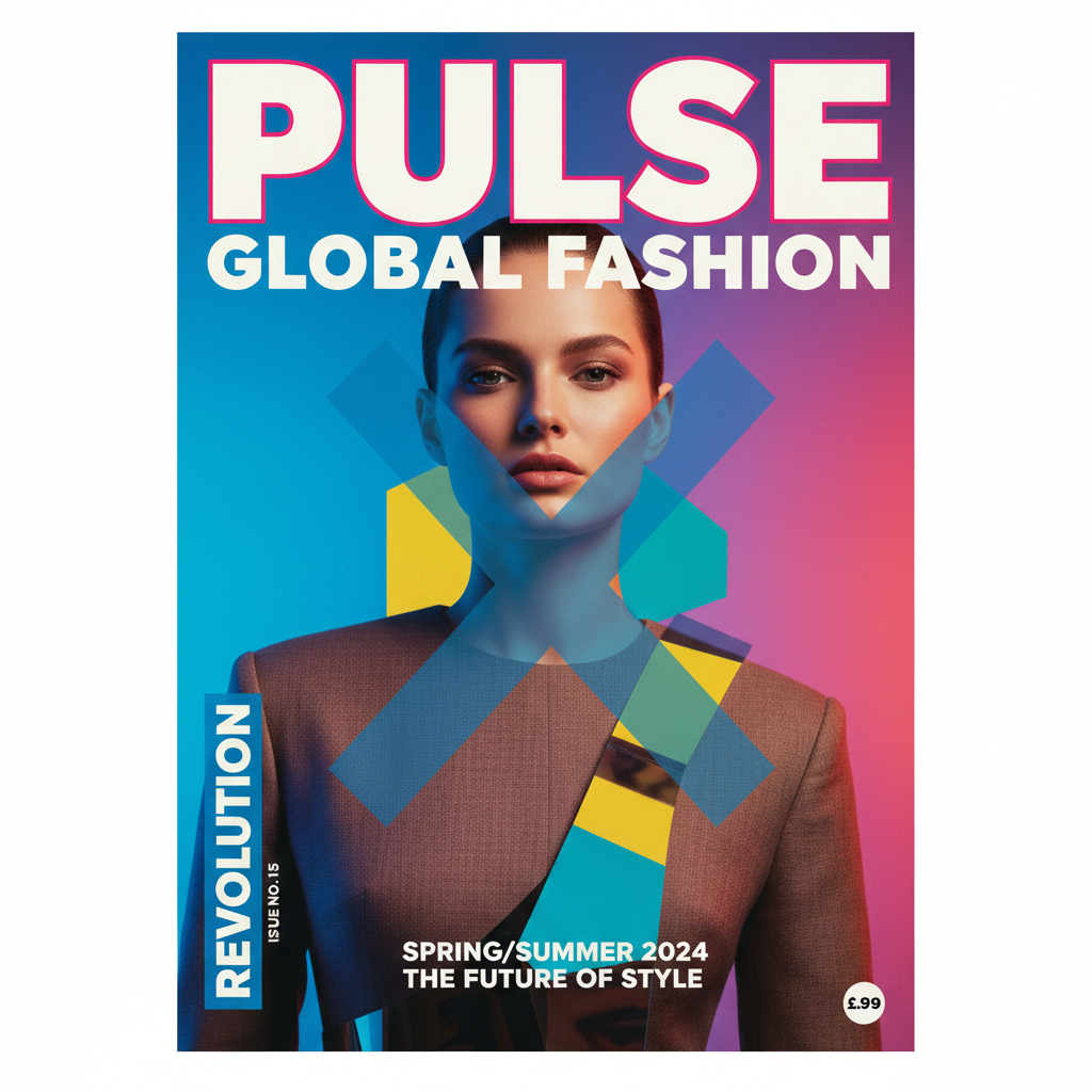 AI image tools vs Photoshop — modern magazine cover design with bold typography created with AI