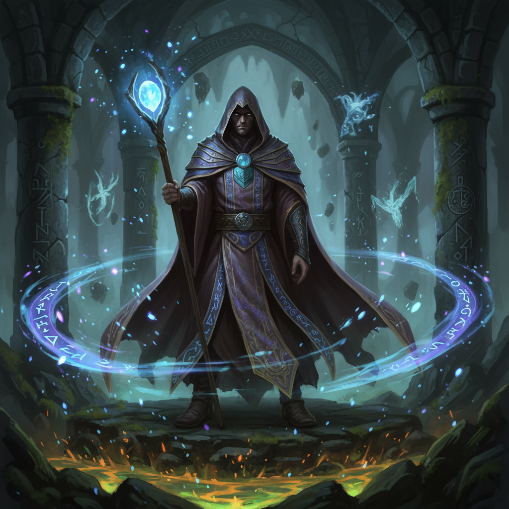 AI image tools comparison — fantasy RPG mage character with glowing staff in a dungeon, 4K concept art