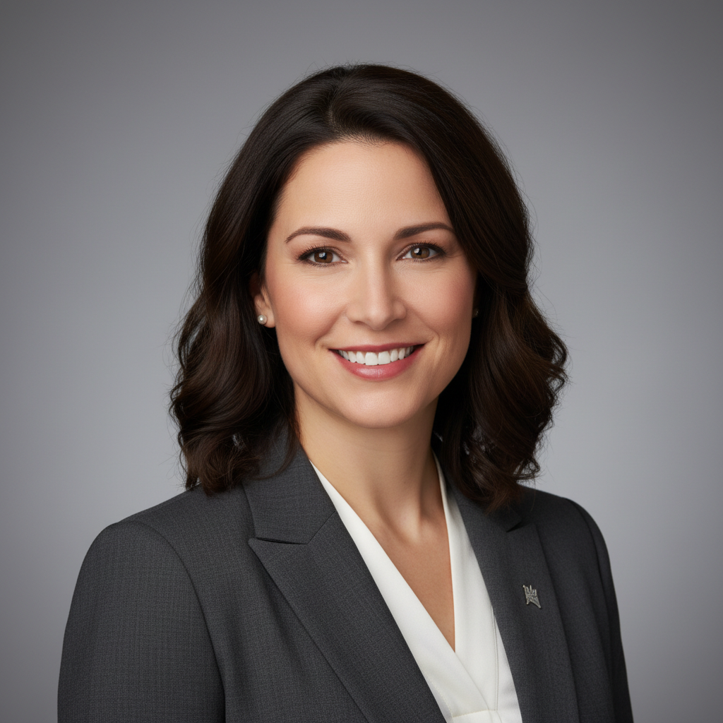 AI image tools vs Photoshop — a professional corporate headshot generated by AI with studio lighting, no manual retouching