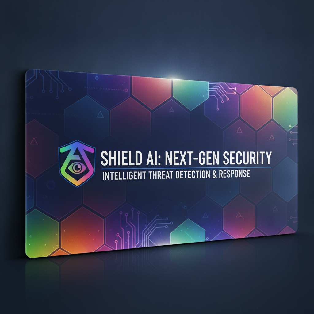 Polished tech blog header graphic with bold geometric shapes, perfect text rendering, and vibrant gradients demonstrating crisp AI image quality for a security topic