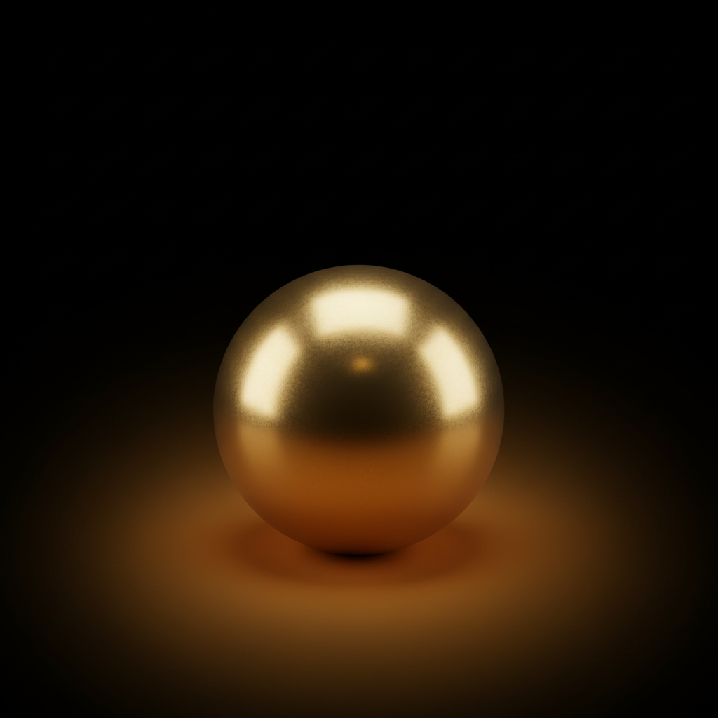 AI image editor background replacement — a polished brass sphere on a seamless backdrop fading from black to amber