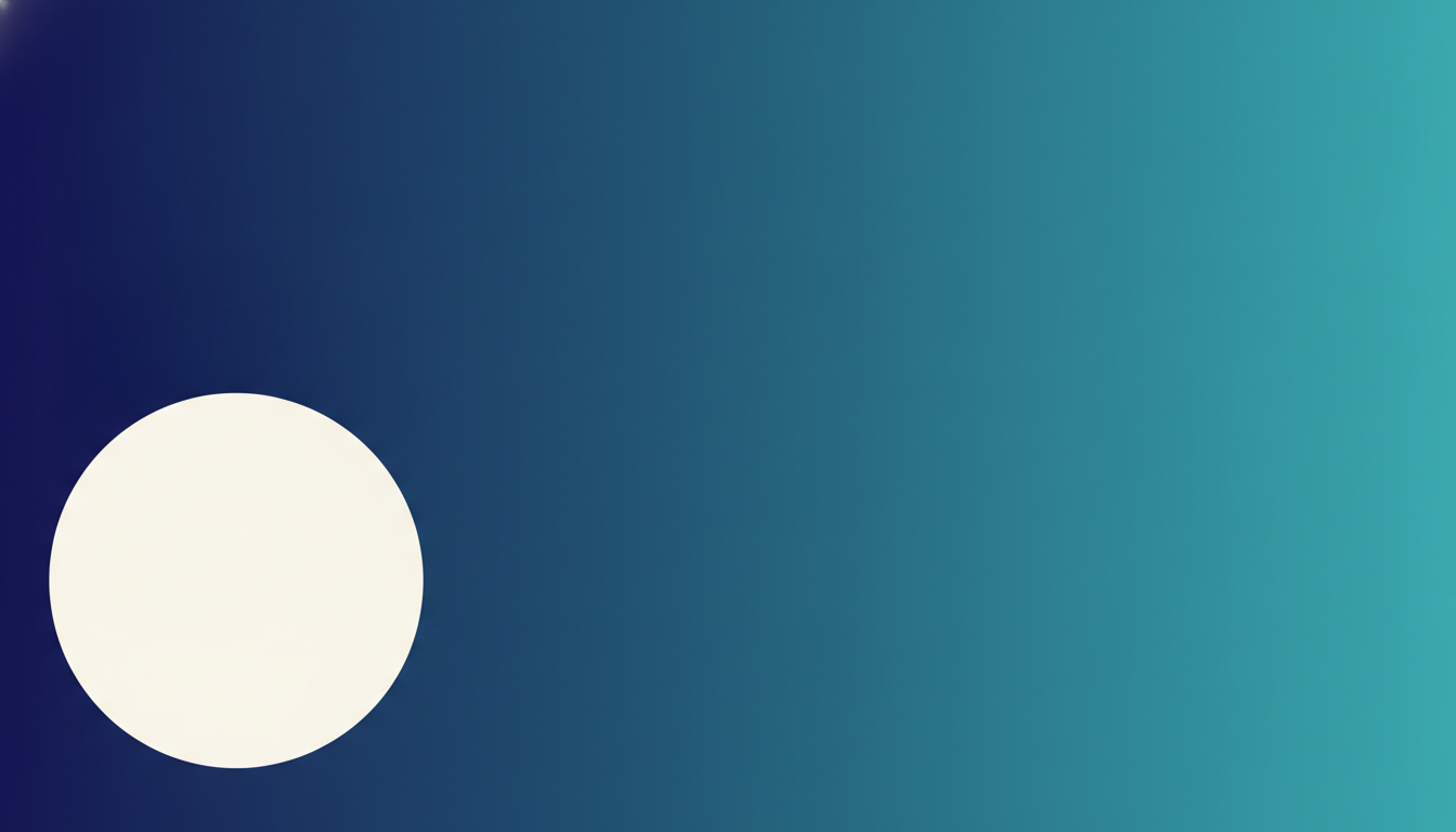 Diagram of where the LinkedIn profile photo covers the banner — a wide navy to teal gradient rectangle with one large solid cream circle sitting low on the left, marking the area of a LinkedIn banner that the profile picture hides