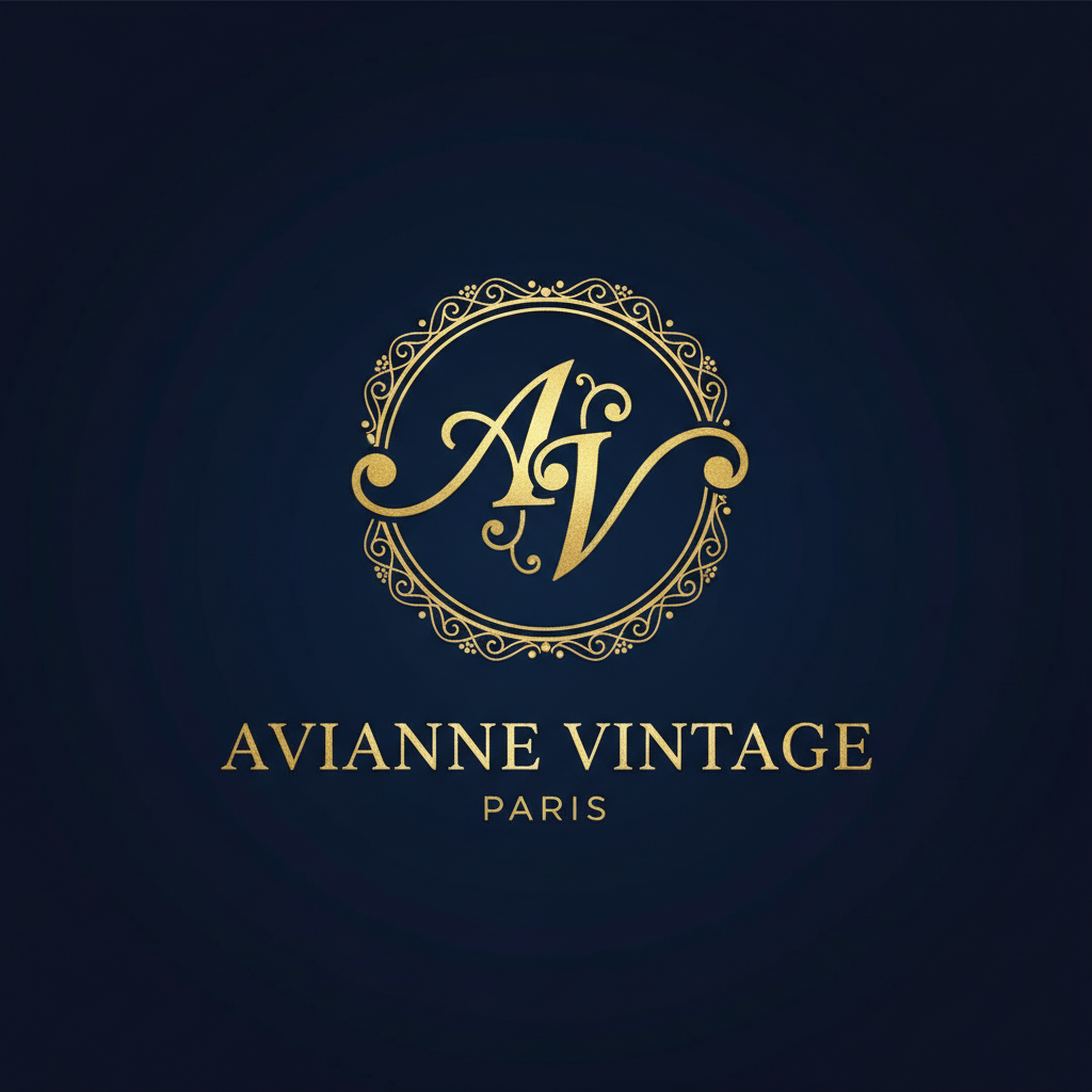 AI logo design tool output for a luxury brand — elegant intertwined gold script monogram on deep navy background, ornate serif details, premium fashion and jewelry aesthetic with metallic foil texture