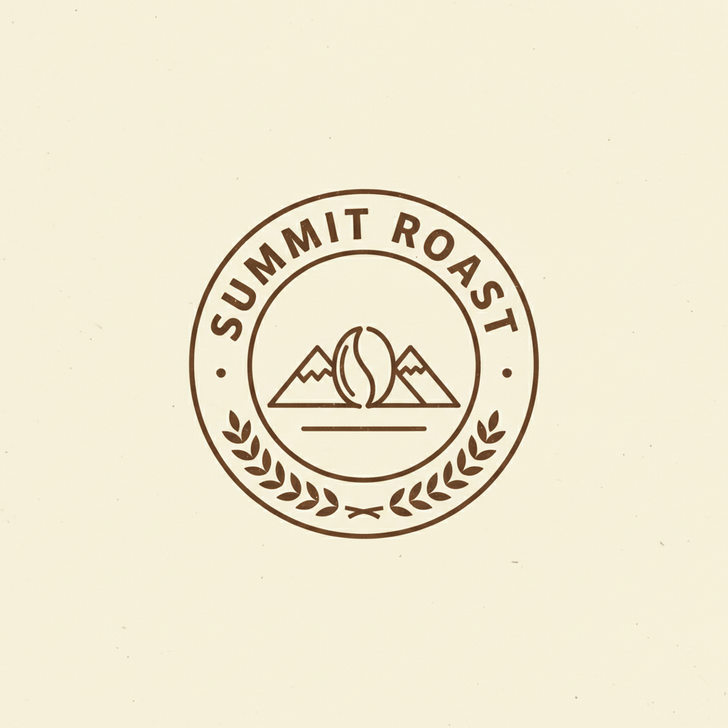 AI logo generator result — a vintage circular badge emblem logo for a coffee roaster