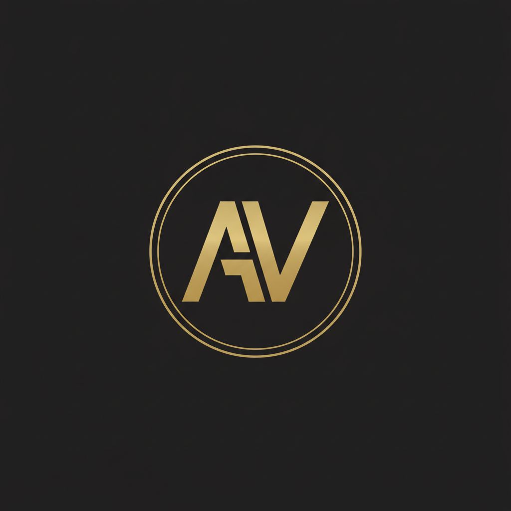 AI logo generator result — an interlocked two letter monogram logo in gold on charcoal