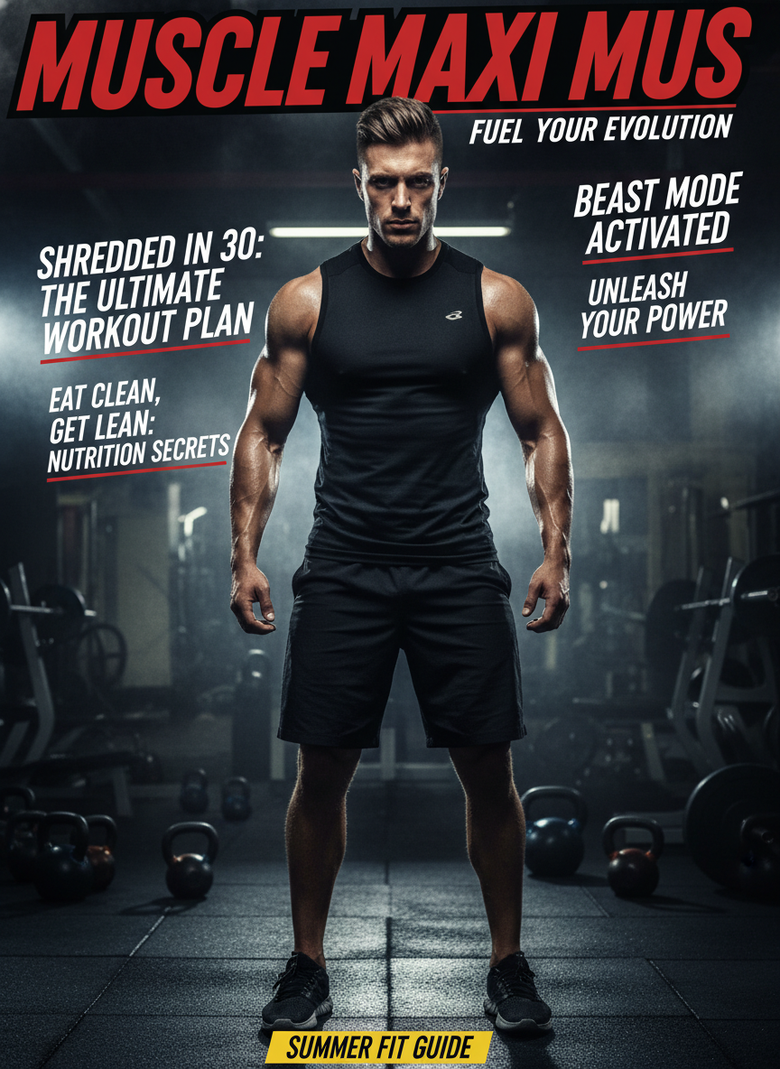 AI magazine cover generator result — fitness magazine cover with an athletic portrait and bold masthead
