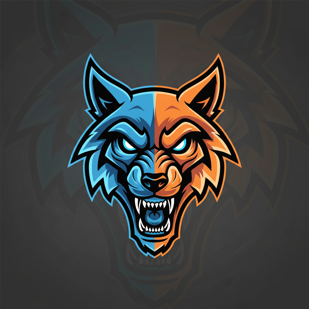 AI mascot generator result — a fierce wolf esports team mascot logo