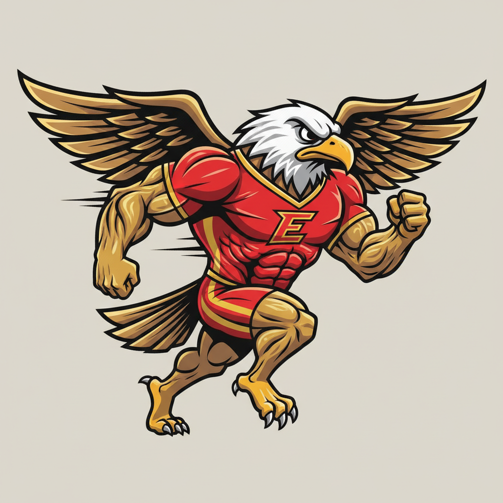AI mascot generator result — an energetic eagle sports team mascot