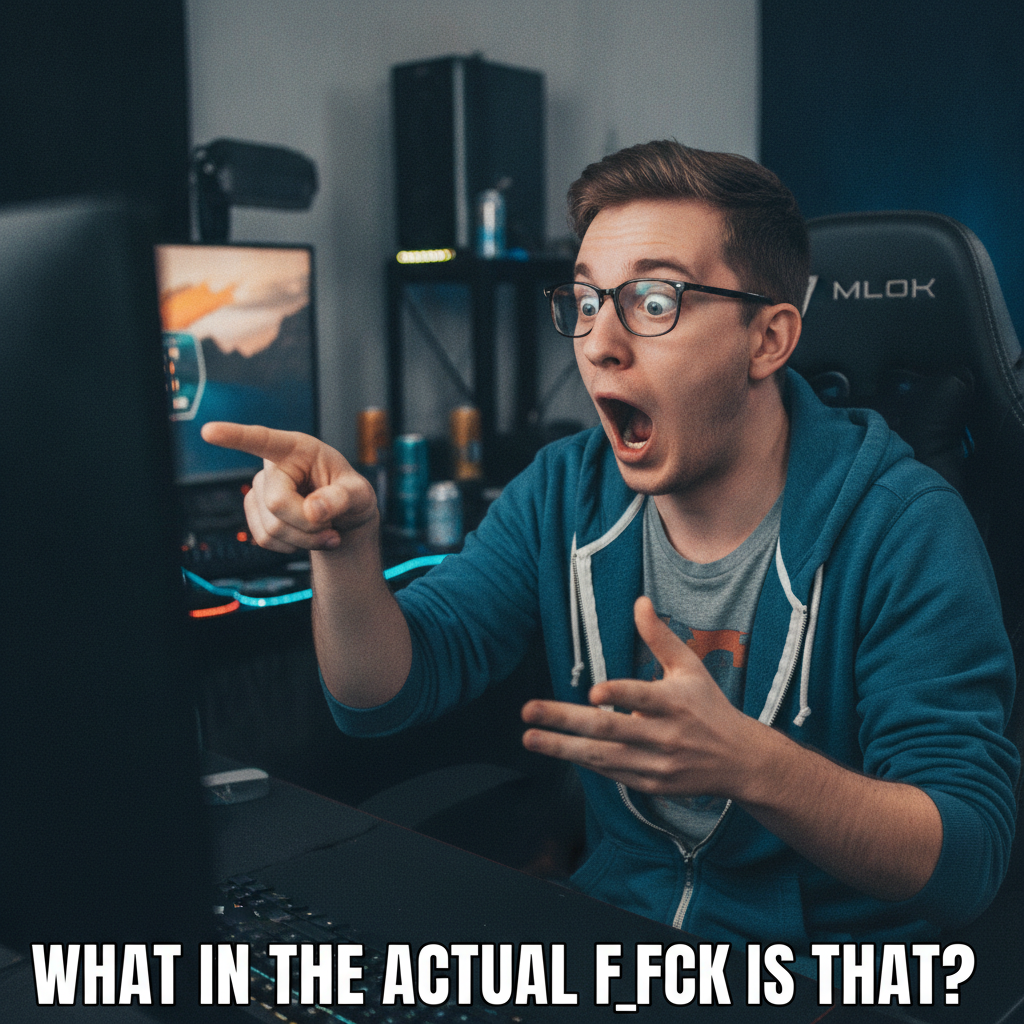 AI meme generator result — an exaggerated shocked reaction meme with bottom caption text
