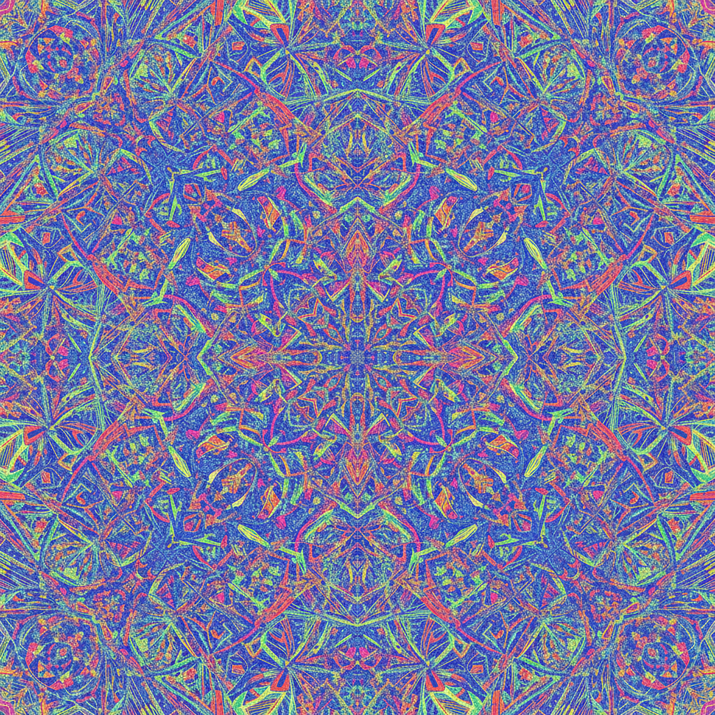 AI NFT art generator result — an abstract generative NFT artwork with vibrant neon geometric patterns