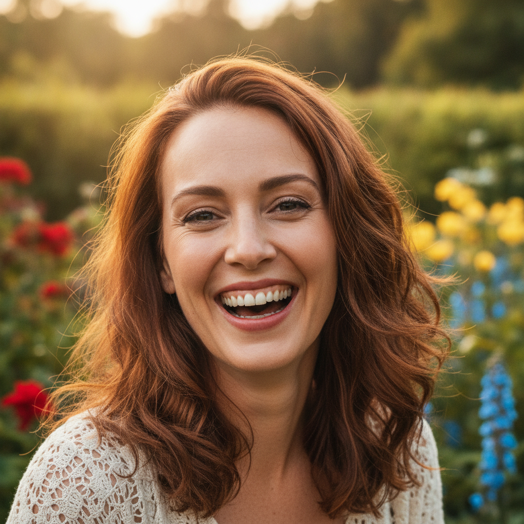 AI photo color enhancer result — an outdoor portrait with natural true-to-life skin tones and vibrant balanced color