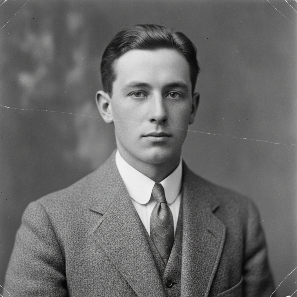 AI photo restoration result — scratches, tears and missing corners repaired on an old photograph