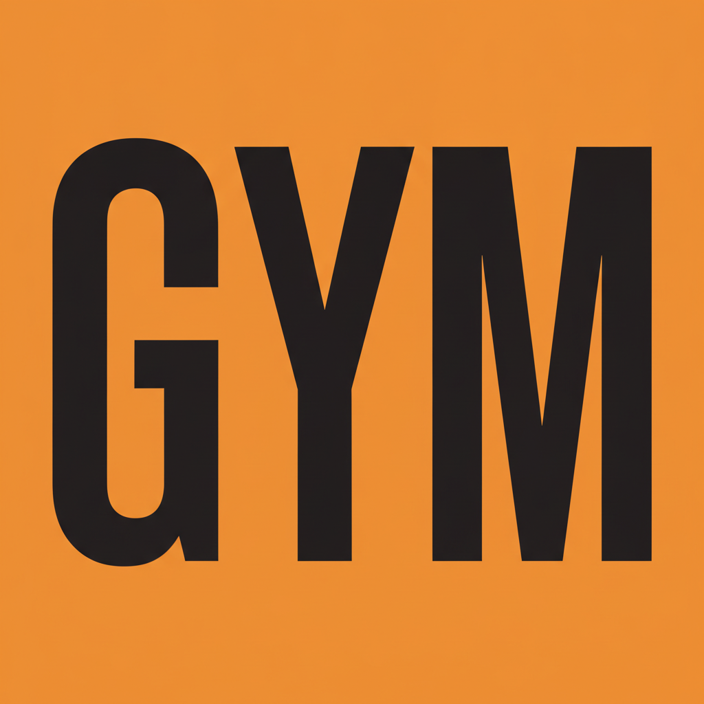Bold type playlist cover art example — a flat tangerine orange square filled edge to edge with the word GYM in enormous black condensed capitals