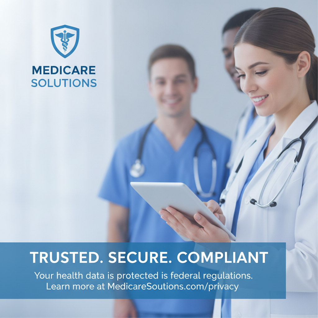 AI policy-driven image tools output — a compliant healthcare marketing graphic with privacy-conscious composition