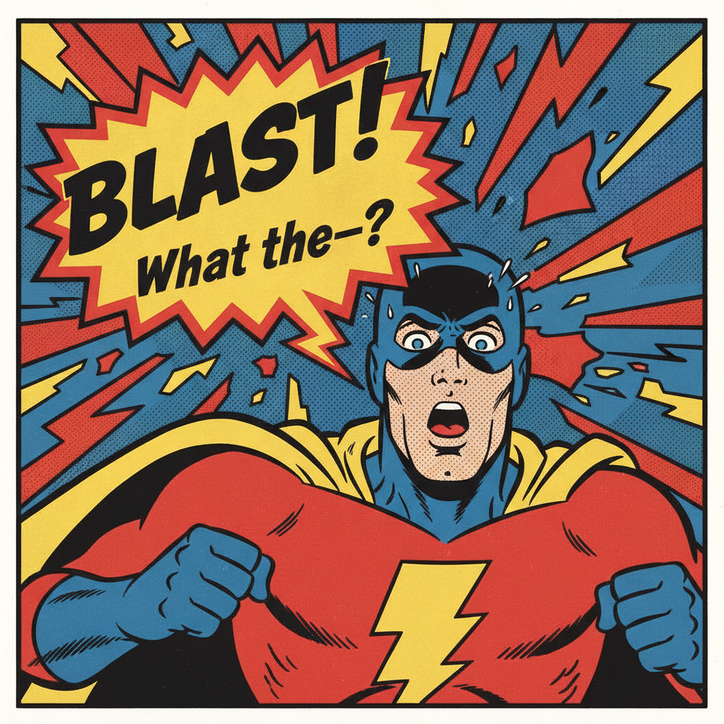 AI pop art generator result — a comic pop art scene with Ben-Day dots and a speech bubble