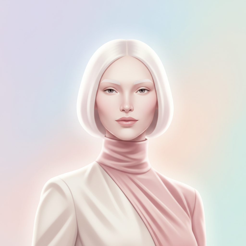 AI profile picture creator result — a minimalist avatar on a soft pastel gradient background with elegant editorial lighting