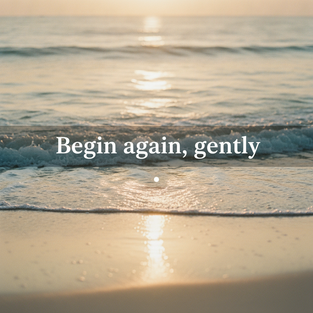Quote image maker example — white sans serif text overlaid on a golden hour photograph of ocean waves with a soft gradient behind the words